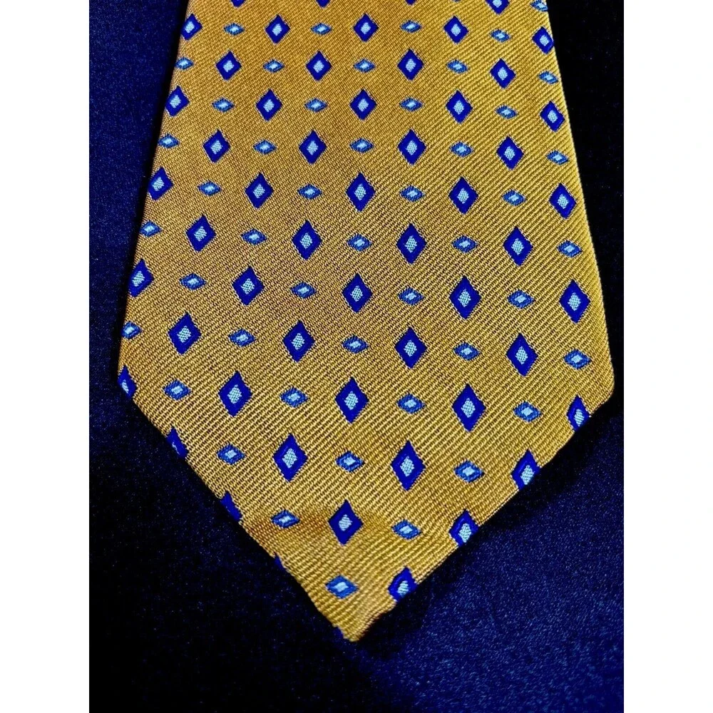 Polo Ralph Lauren Tie‎ Orange W/ Blue Diamond Geometric Pattern L:55